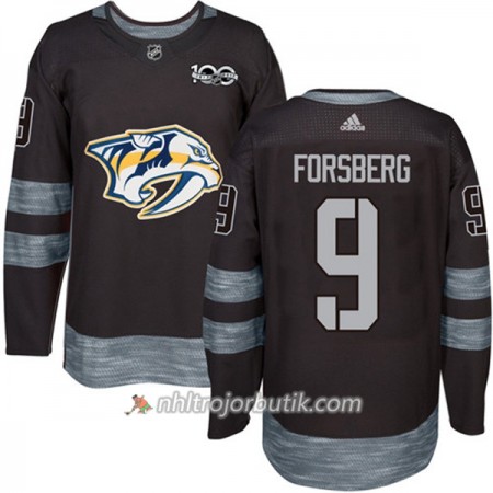 Män Ishockey Nashville Predators Tröja Filip Forsberg 9 1917-2017 100th Anniversary Adidas Svart Authentic